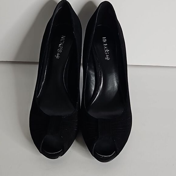 Nickles Soft Leather Black Upper Pump Peeptoe Shoes Size 9M - Picture 13 of 14